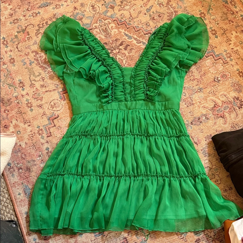 Lena Green Ruffled Dress